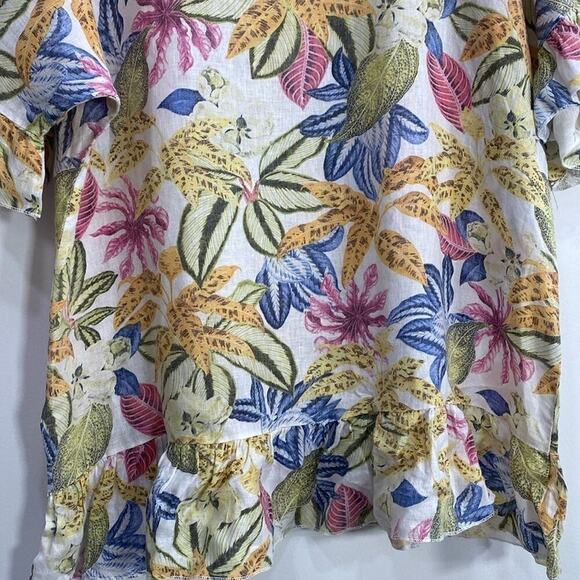 Floral Linen Oversized Top Lagenlook Beachy - Picture 3 of 10